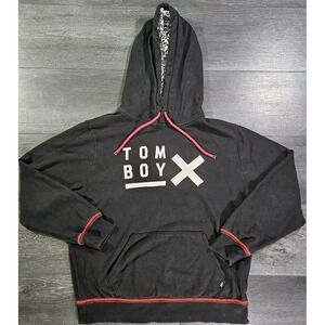 Tomboy X Hoodie Adult L Black Drawstring Graphic Print Casual Comfort Everyday